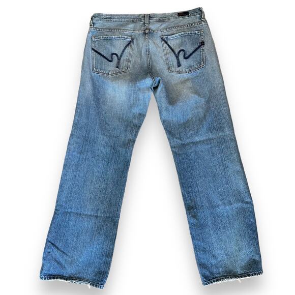 Citizens of Humanity Evans Relaxed Button Fly Jeans Distressed Medium Wash EUC - Picture 3 of 11